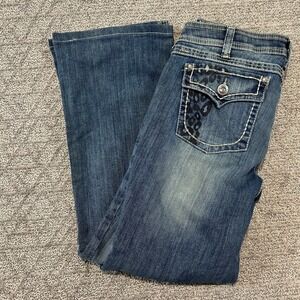 Ariat Ruby Womens Denim Jeans Bootcut Leopard Pocket Embellished Blue‎ 31R